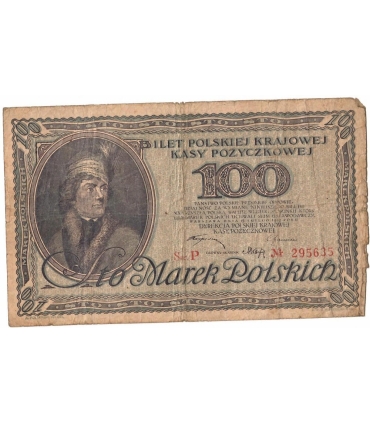 100 marek polskich 1919, Ser. P, stan 4-