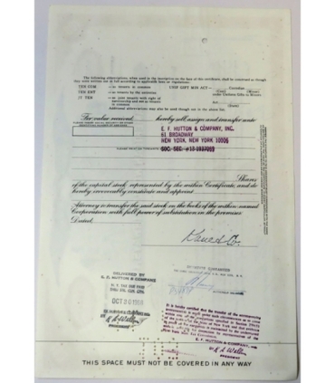 Czerwony certyfikat akcji Pan American Airways