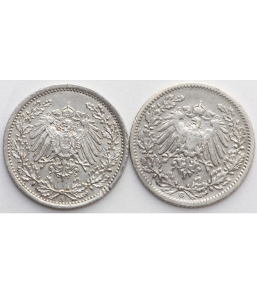 Niemcy, 2 x 1/2 marki, 1906 i 1918