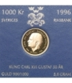 Szwecja 1000 koron, 1996, złoto Au900, 5.8g,  Karol XVI Gustaw