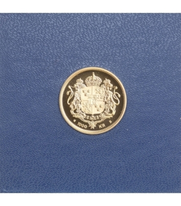 Szwecja 1000 koron, 1996, złoto Au900, 5.8g,  Karol XVI Gustaw