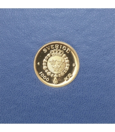 Szwecja 1000 koron, 1992, złoto Au900, 5.8g,  król Gustaw III