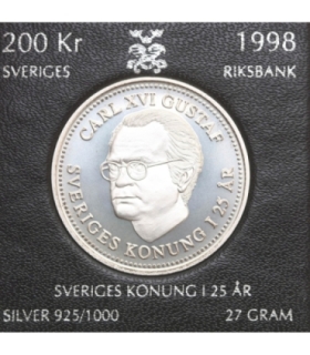 Szwecja 200 koron, 1998, Karol XVI Gustaw, Srebro Ag925