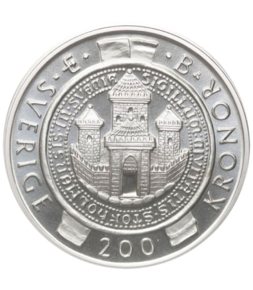 Szwecja 200 koron, 2002 750 rocznica - Sztokholm, Srebro Ag925