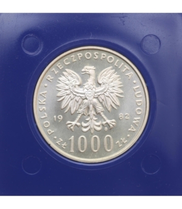 1.000 zł Jan Paweł 2, 1982, wersja kolekcjonerska w niebieskim kapslu