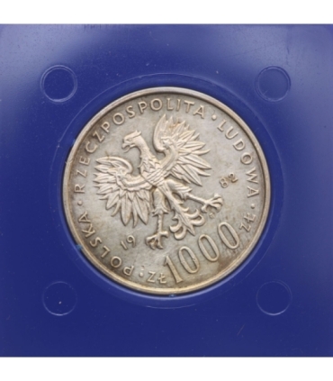 1.000 zł Jan Paweł 2, 1982, wersja kolekcjonerska w niebieskim kapslu