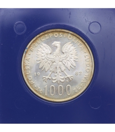 1.000 zł Jan Paweł 2, 1982, wersja kolekcjonerska w niebieskim kapslu
