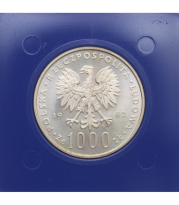 1.000 zł Jan Paweł 2, 1982, wersja kolekcjonerska w niebieskim kapslu