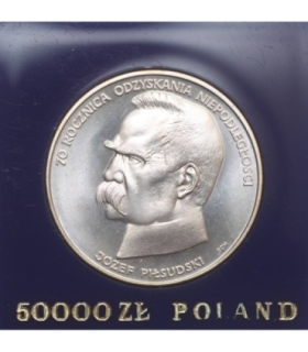 50000 złotych Piłsudski 70 rocznica niepodległości, wersja kolekcjonerska