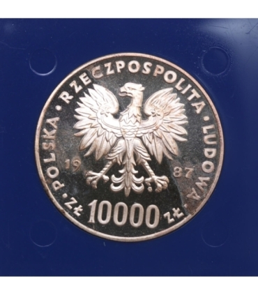 10.000 zł Jan Paweł 2, 1987, kolekcjonerska w kapslu