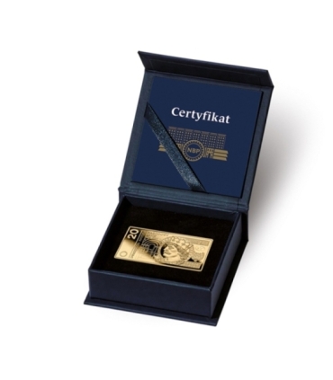 Polskie banknoty obiegowe 20 zł - złoto Au 999, 31,1g