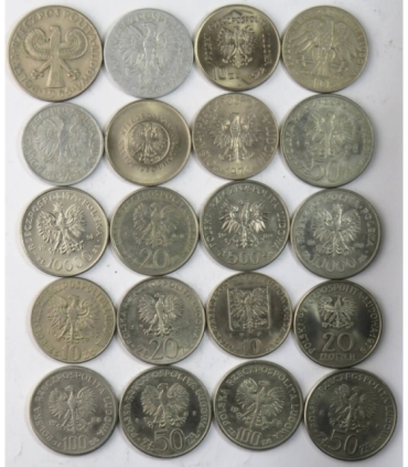 Zestaw 20 monet okolicznościowych PRL - KAŻDA INNA