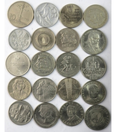 Zestaw 20 monet okolicznościowych PRL - KAŻDA INNA