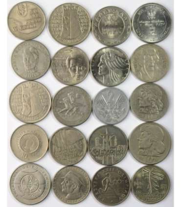 Zestaw 20 monet okolicznościowych PRL - KAŻDA INNA