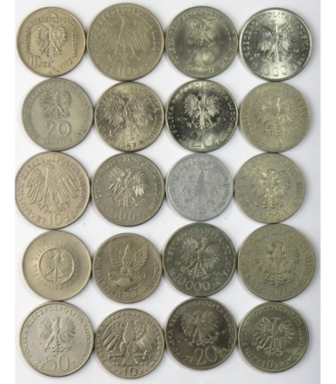 Zestaw 20 monet okolicznościowych PRL - KAŻDA INNA