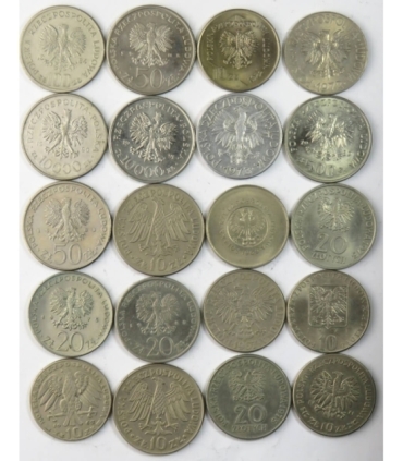 Zestaw 20 monet okolicznościowych PRL - KAŻDA INNA