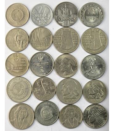 Zestaw 20 monet okolicznościowych PRL - KAŻDA INNA