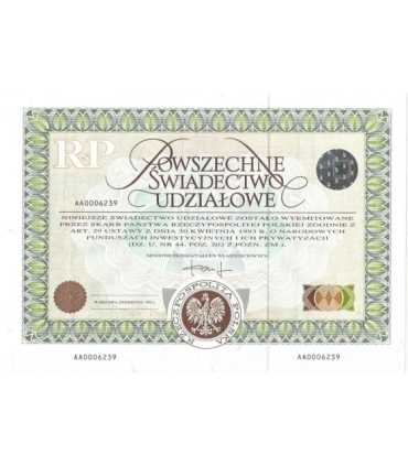 Powszechne świadectwo udziałowe, AA0006239