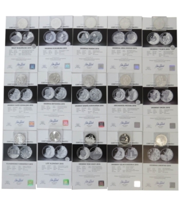 Fabulous 15 Silver Collection 2015, 15 srebrnych monet 2015 + kaseta + certyfikaty