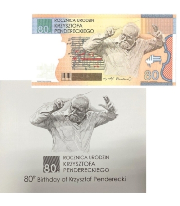 PWPW S.A  Banknot testowy Penderecki + folder