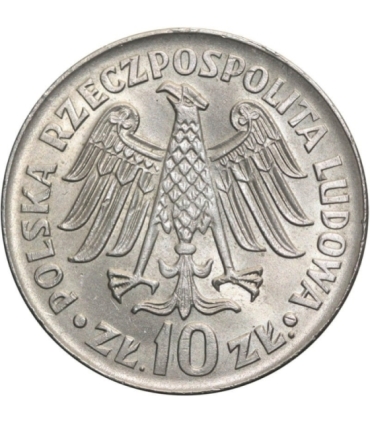 10 zł Kazimierz Wielki - napis wypukły, 1964,  stan 3/3+