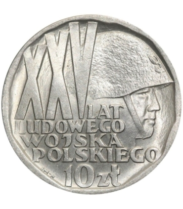 10 zł XXV lat Ludowego Wojska Polskiego, 1968, piękna, wyselekcjonowana