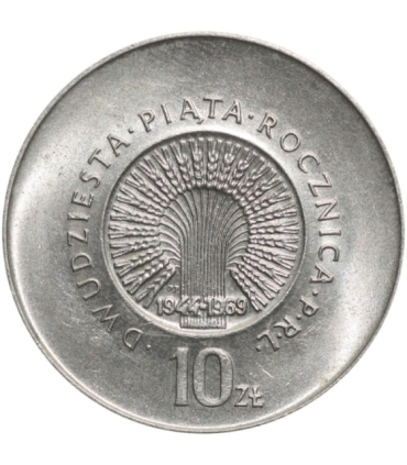 10 zł Dwudziesta piąta rocznica PRL, 1969, piękna, wyselekcjonowana