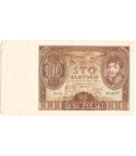 Banknot 100 zł 1934 rok, seria C.O. stan 3-