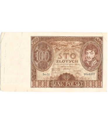 Banknot 100 zł 1934 rok, seria C.O. stan 3-