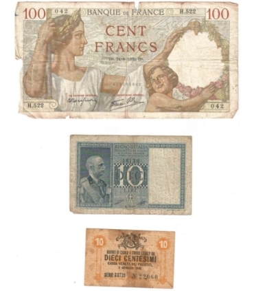 Zestaw 3 banknotów ze skanów