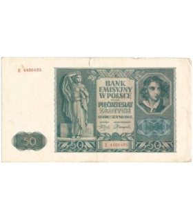 Banknot 50 złotych 1941 stan 3, seria E