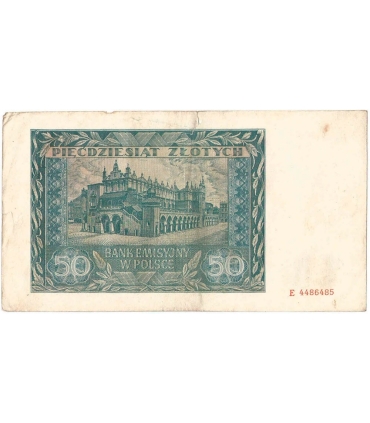 Banknot 50 złotych 1941 stan 3, seria E