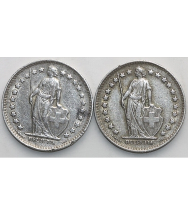 Szwajcaria Lot: 2 x 1/2 franka, 1948, 1952