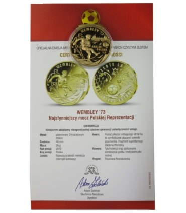 Medal, Wembley 73, najsłynniejszy mecz polskiej reprezentacji, certyfikat