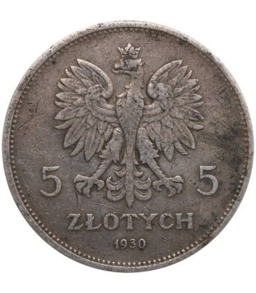 5 zł, Nike, 1930, rzadki rocznik, stan 3-