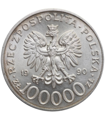 100000zł Solidarność 1990 TYP C, stan 2, BARDZO RZADKA