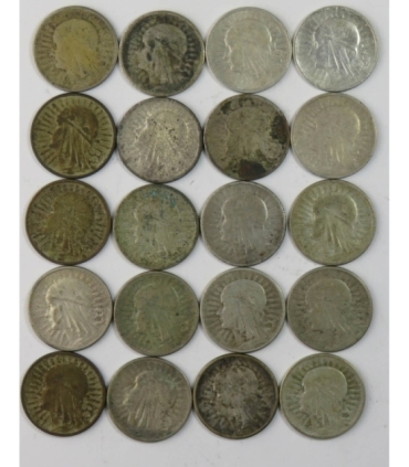 LOT 20 x 2 złote głowa kobiety 1932-1934