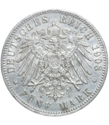 Cesarstwo Niemieckie 5 marek, 1908, srebro, stan 3+/2-