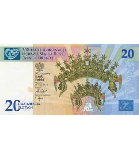 20 zł banknot 300-lecie koronacji obrazu Matki Bożej Jasnogórskiej