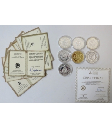 Kolekcja Replik Królewskich monet polskich - 7 numizmatów, Srebro Ag925