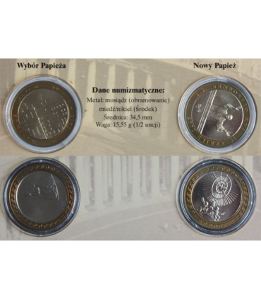 Pożegnanie Jana Pawła II - 6 medali + 6 kopert ze znaczkami i stemplem Poczty Watykańskiej