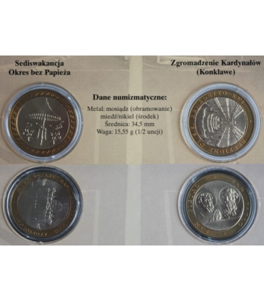 Pożegnanie Jana Pawła II - 6 medali + 6 kopert ze znaczkami i stemplem Poczty Watykańskiej