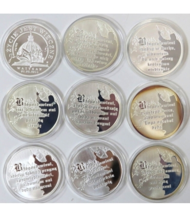 Jan Paweł II beatyfikacja zestaw 9 szt. + etui + certyfikaty