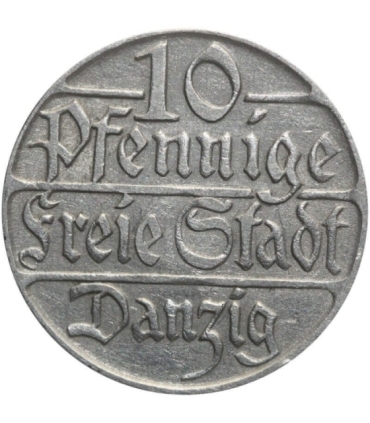 Wolne Miasto Gdańsk, 1923, 10 fenigów, stan 3