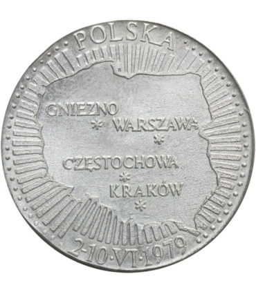 Medal 1979 Jan Paweł 2, Gniezno, Częstochowa, Warszawa, Kraków