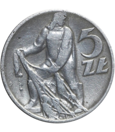 5 zł rybak, 1958, 3+, rzadki rocznik, połysk
