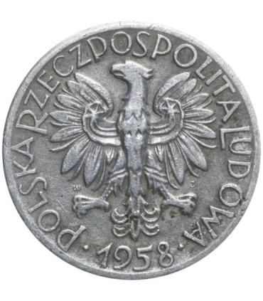 5 zł rybak, 1958, 3+, rzadki rocznik, połysk