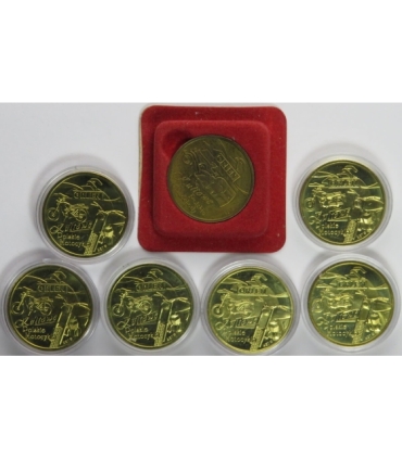 Zestaw 7 medali PKN Orlen, 6 x motocykle + 1 x syrena