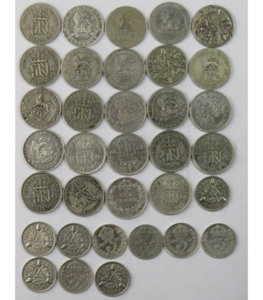 Lot, Wielka Brytania, 24 x 6 pensów + 10 x 3 pensy, srebro