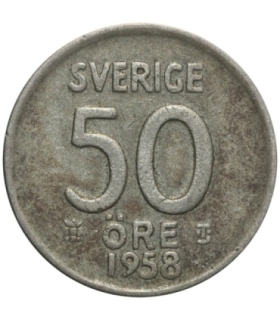 Szwecja 50 ore, 1954, srebro